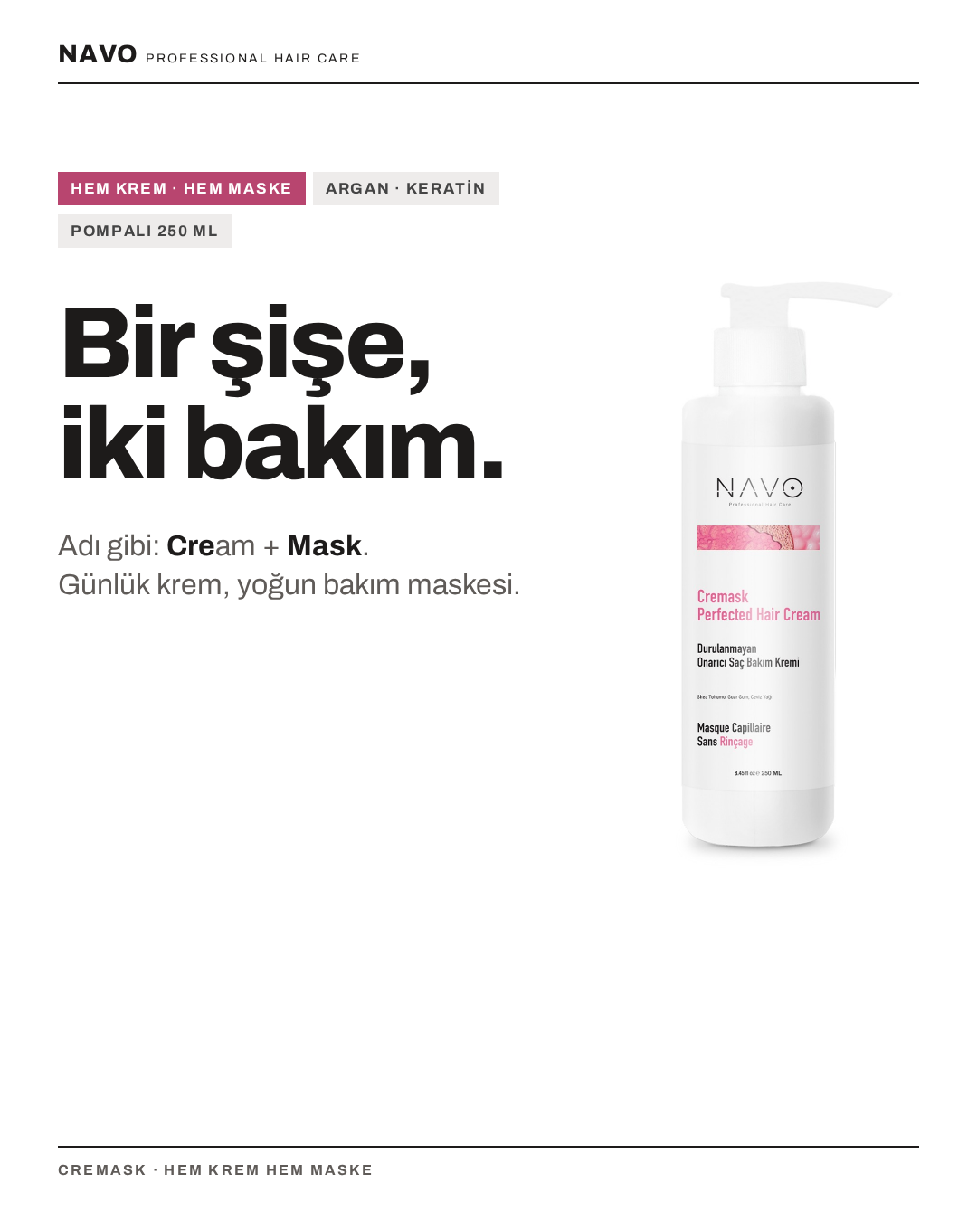 Cremask 250 ml – Bir şişe, iki bakım: hem krem hem maske