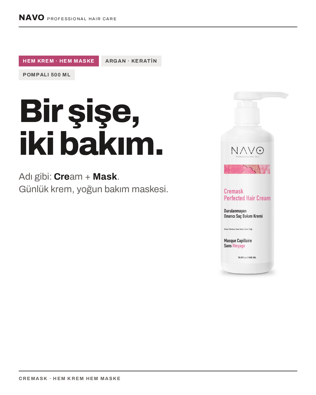 Cremask 500 ml – Bir şişe, iki bakım: hem krem hem maske